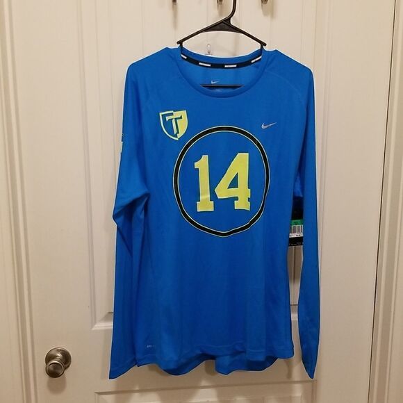 Nike Mens Blue Long TK Sleeve Sportswear Athletic Running Crew Neck Shirts XL - Picture 1 of 7